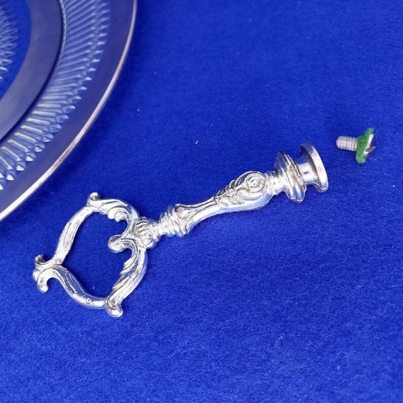 Serving Platter Glass with Silver Trim Ornate Silver Handle Vintage Glassware - Picture 11 of 11